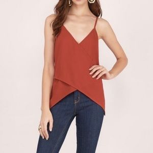 Tobi Rust Crepe Criss Cross Top
